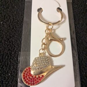 Gold and Red Rhinestone Cowboy Hat Keychain